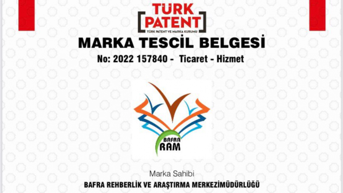 Türk Patent Marka Tescil Belgemiz Hayırlı olsun.