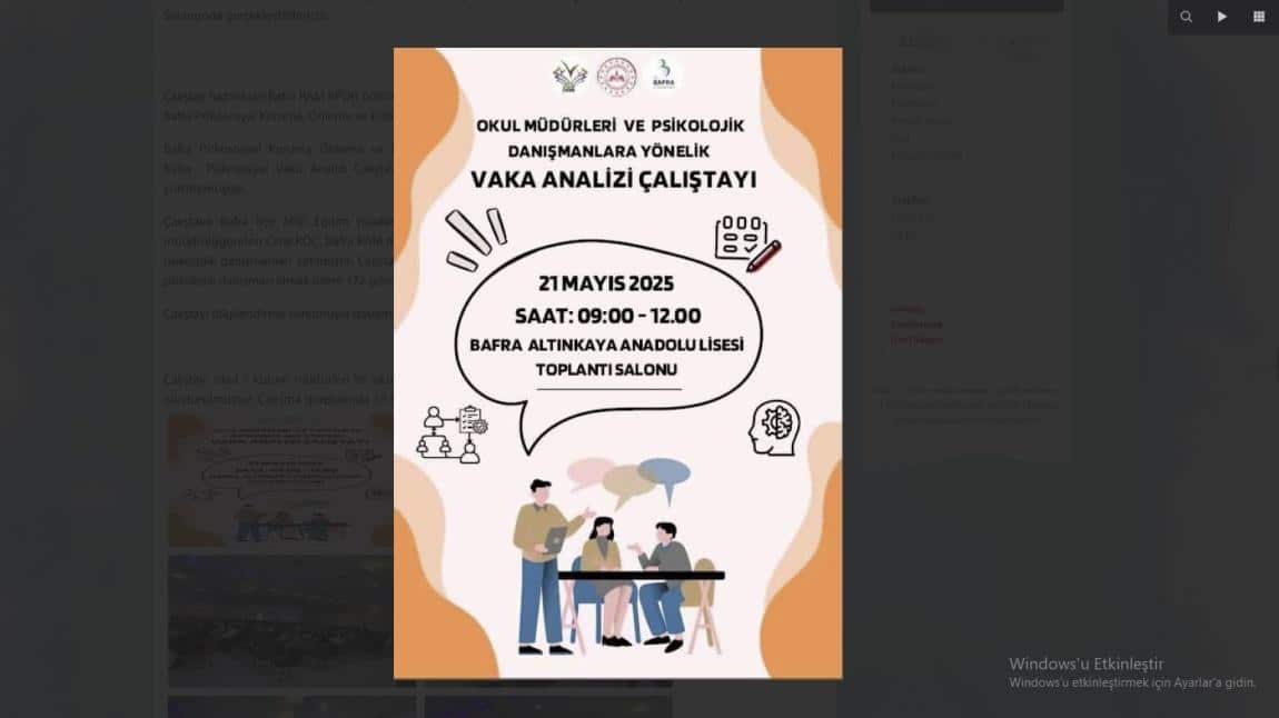 BAFRA PSİKOSOSYAL VAKA ANALİZİ ÇALIŞTAYI GERÇEKLEŞTİRİLDİ